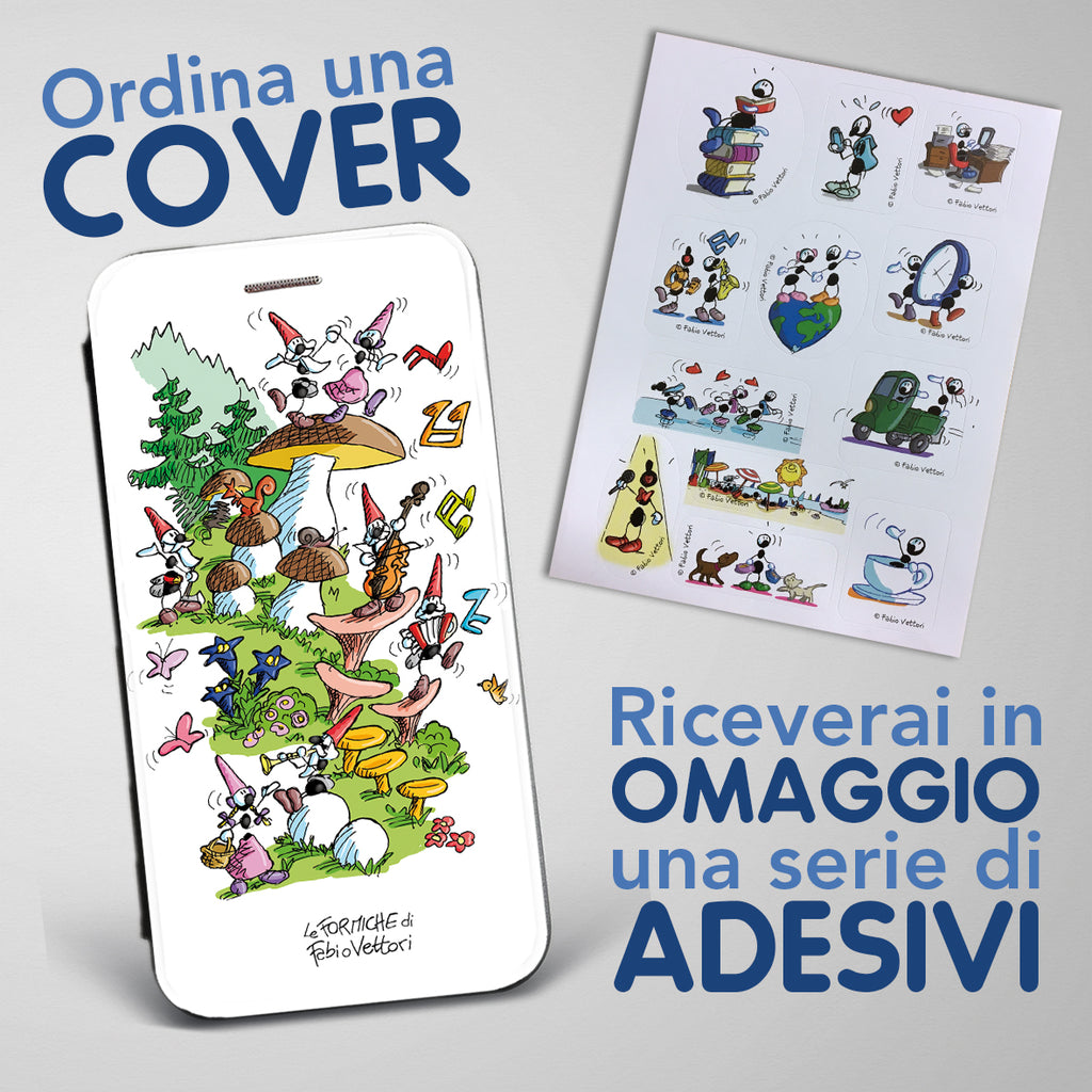 Cover artistica per Smartphone soggetto "Gnomi" modello con apertura "a Libro"