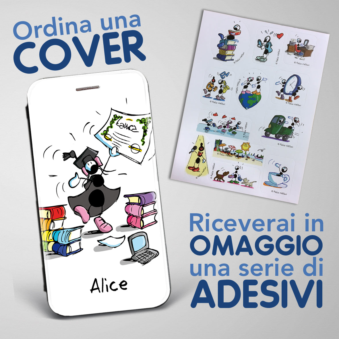 Cover artistica per Smartphone Personalizzata soggetto "Laurea (Femmina)" modello con apertura "a Libro"
