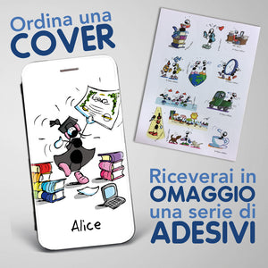 Cover artistica per Smartphone Personalizzata soggetto "Laurea (Femmina)" modello con apertura "a Libro"
