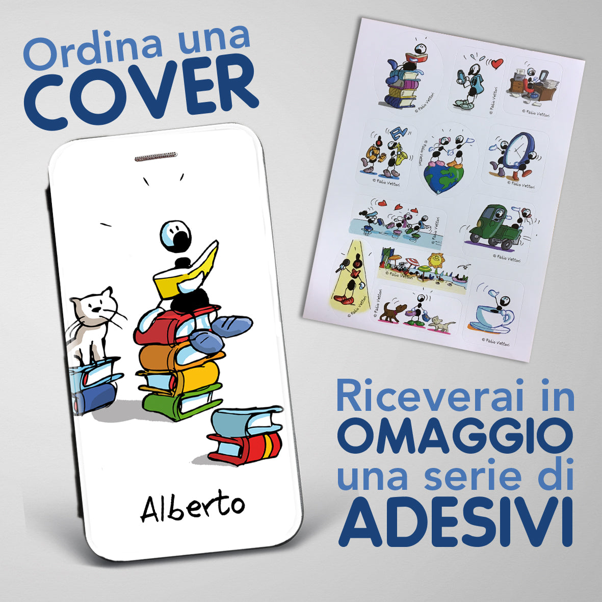 Cover artistica per Smartphone Personalizzata soggetto "Libri (Maschio)" modello con apertura "a Libro"