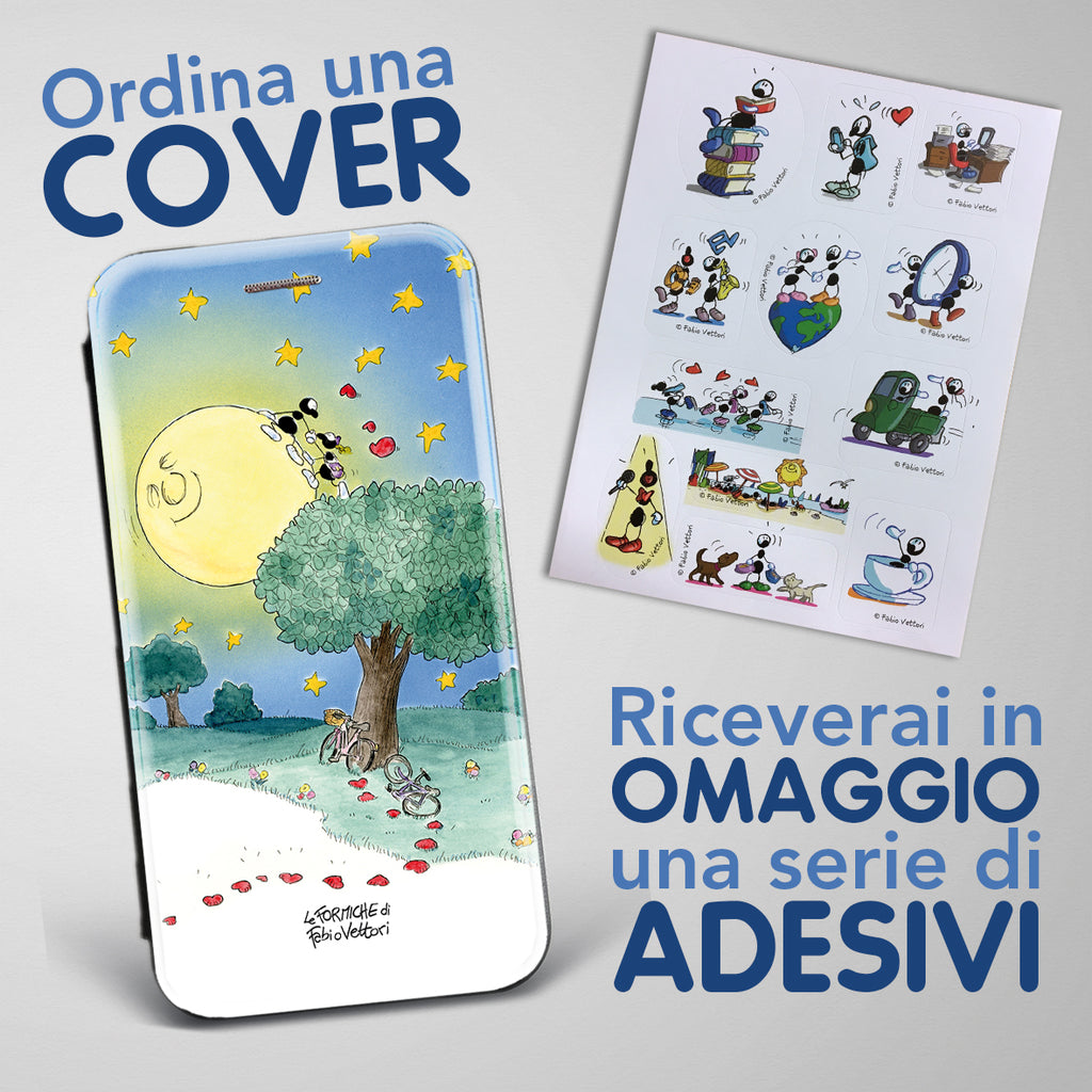 Cover artistica per Smartphone soggetto "Luna" modello con apertura "a Libro"