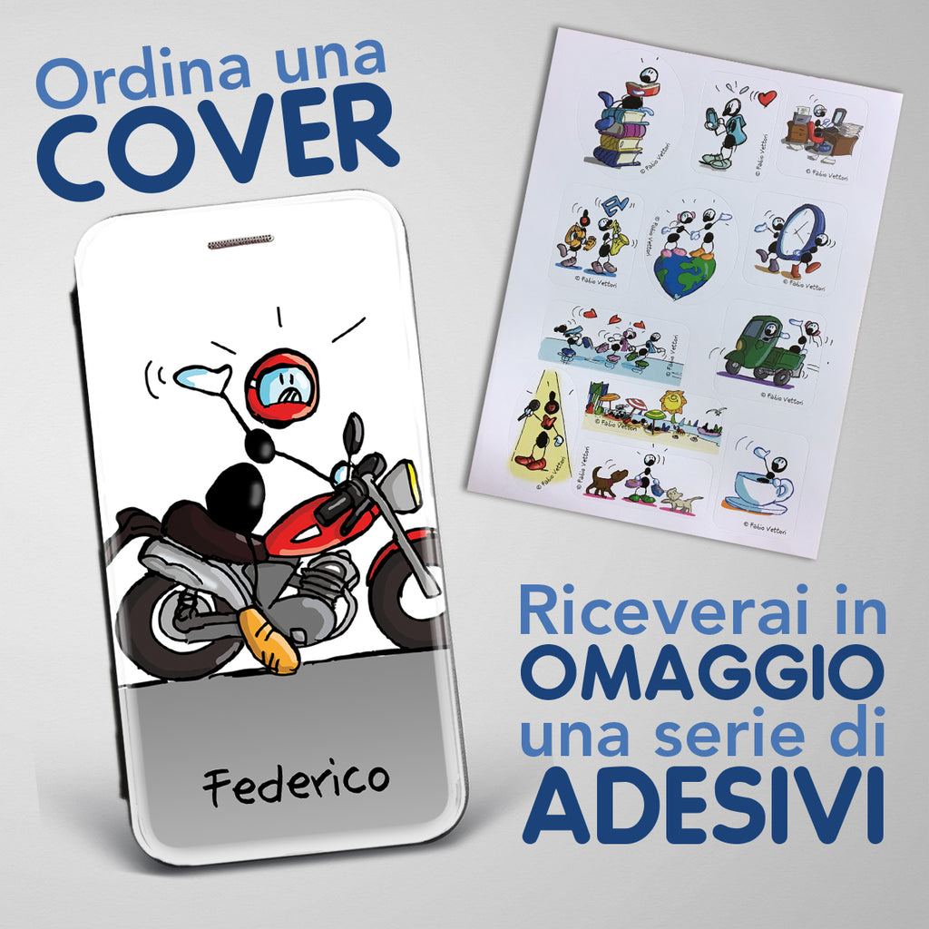 Cover artistica per Smartphone Personalizzata soggetto "Moto" modello con apertura "a Libro"
