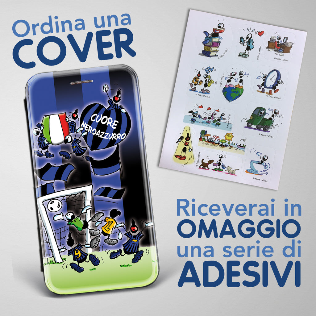 Cover artistica per Smartphone soggetto "Neroazzurro" modello con apertura "a Libro"