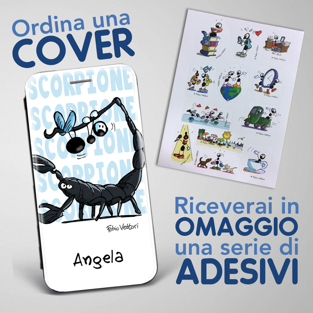 Cover artistica per Smartphone Personalizzata soggetto "Scorpione" modello con apertura "a Libro"