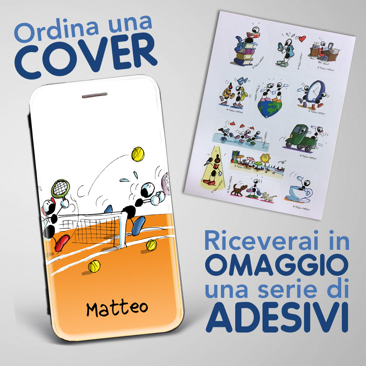 Cover artistica per Smartphone Personalizzata soggetto "Tennis" modello con apertura "a Libro"
