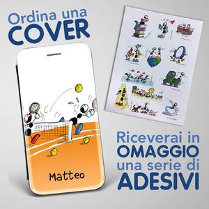 Cover artistica per Smartphone Personalizzata soggetto "Tennis" modello con apertura "a Libro"