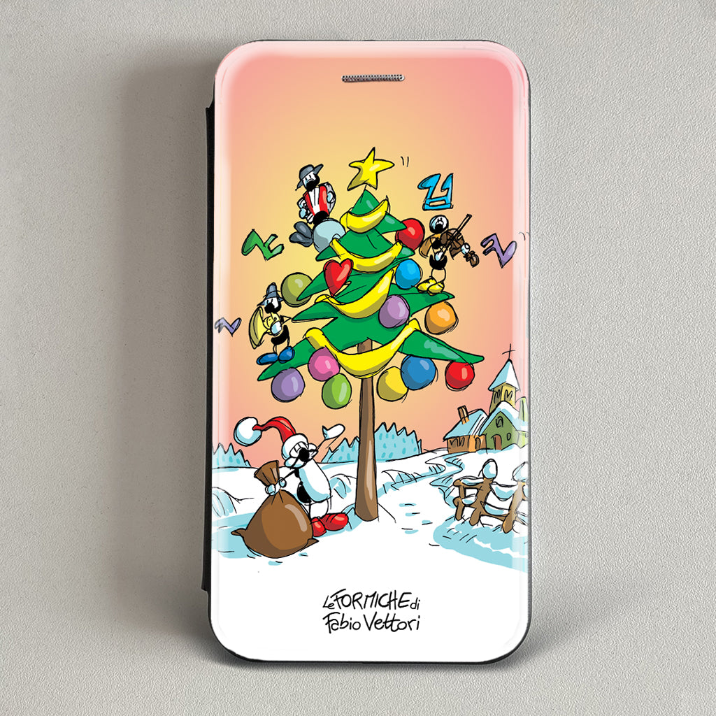 Cover artistica per Smartphone soggetto "Albero di Natale" modello con apertura "a Libro"