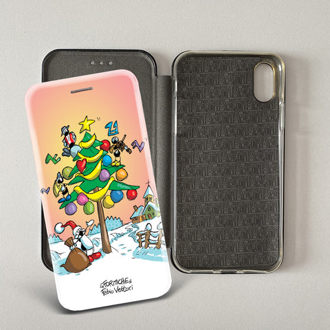 Cover artistica per Smartphone soggetto "Albero di Natale" modello con apertura "a Libro"