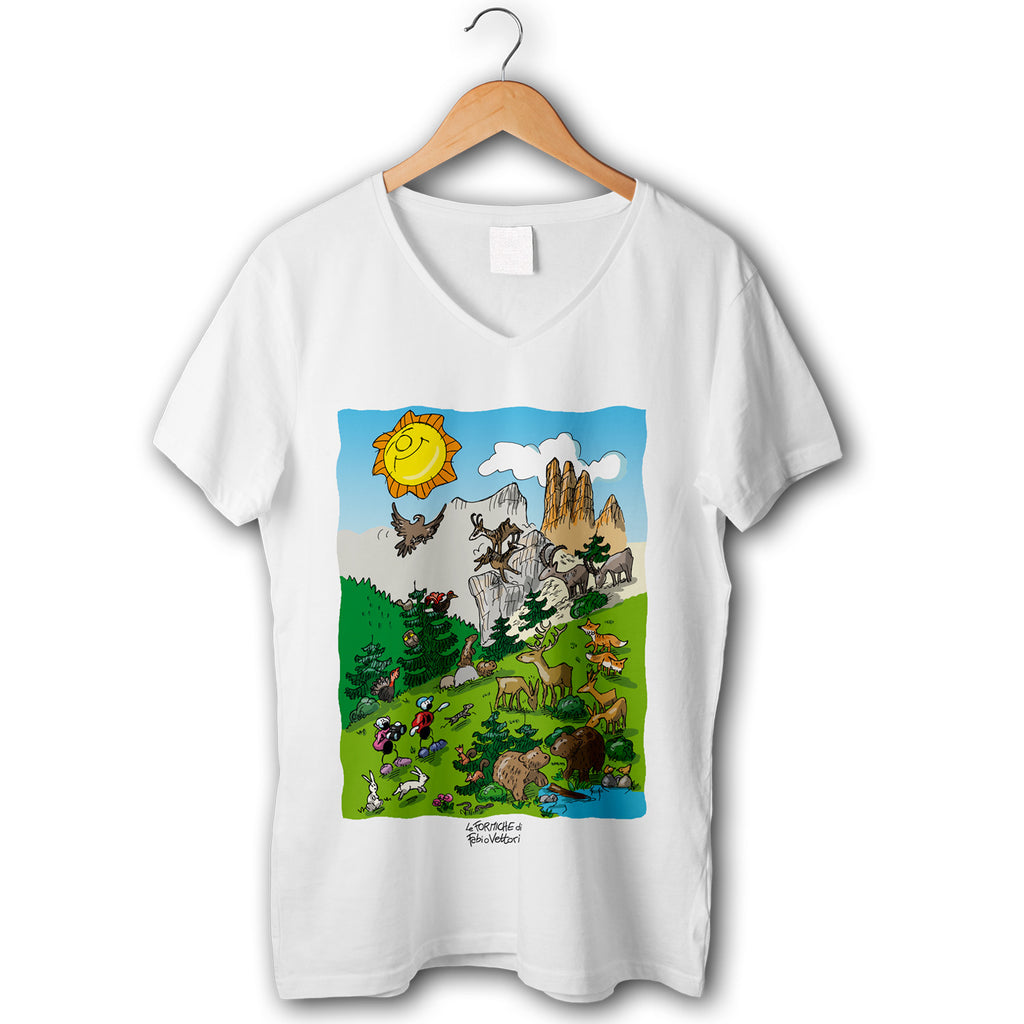 T-shirt donna elasticizzata "Animali di montagna"