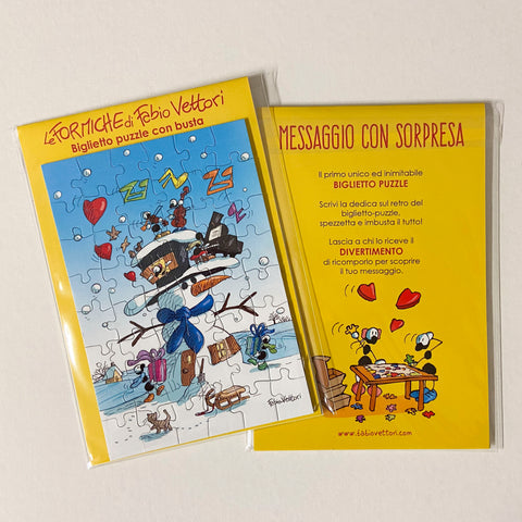 Biglietto Puzzle Pupazzo e musica NT42