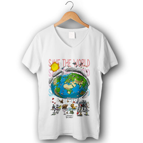 T-shirt donna elasticizzata "Save the world"