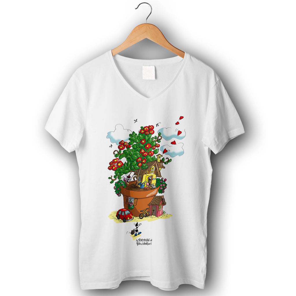 T-shirt donna elasticizzata "Vaso di fiori"
