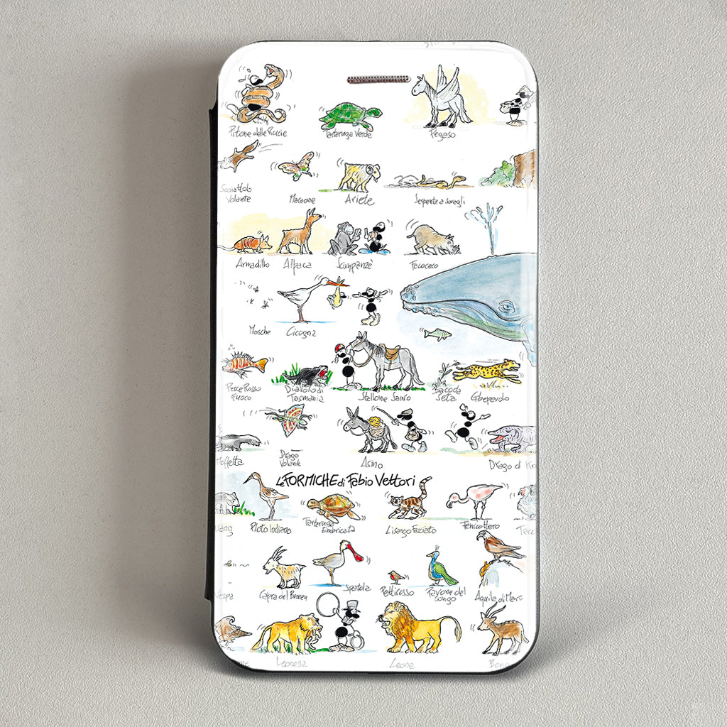Cover artistica per Smartphone soggetto "Animali" modello con apertura "a Libro"