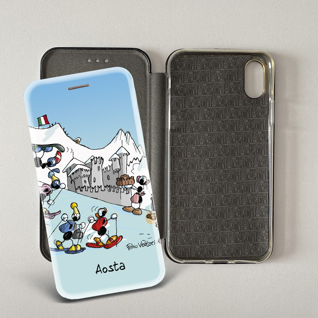 Cover artistica per Smartphone soggetto "Aosta" modello con apertura "a Libro"