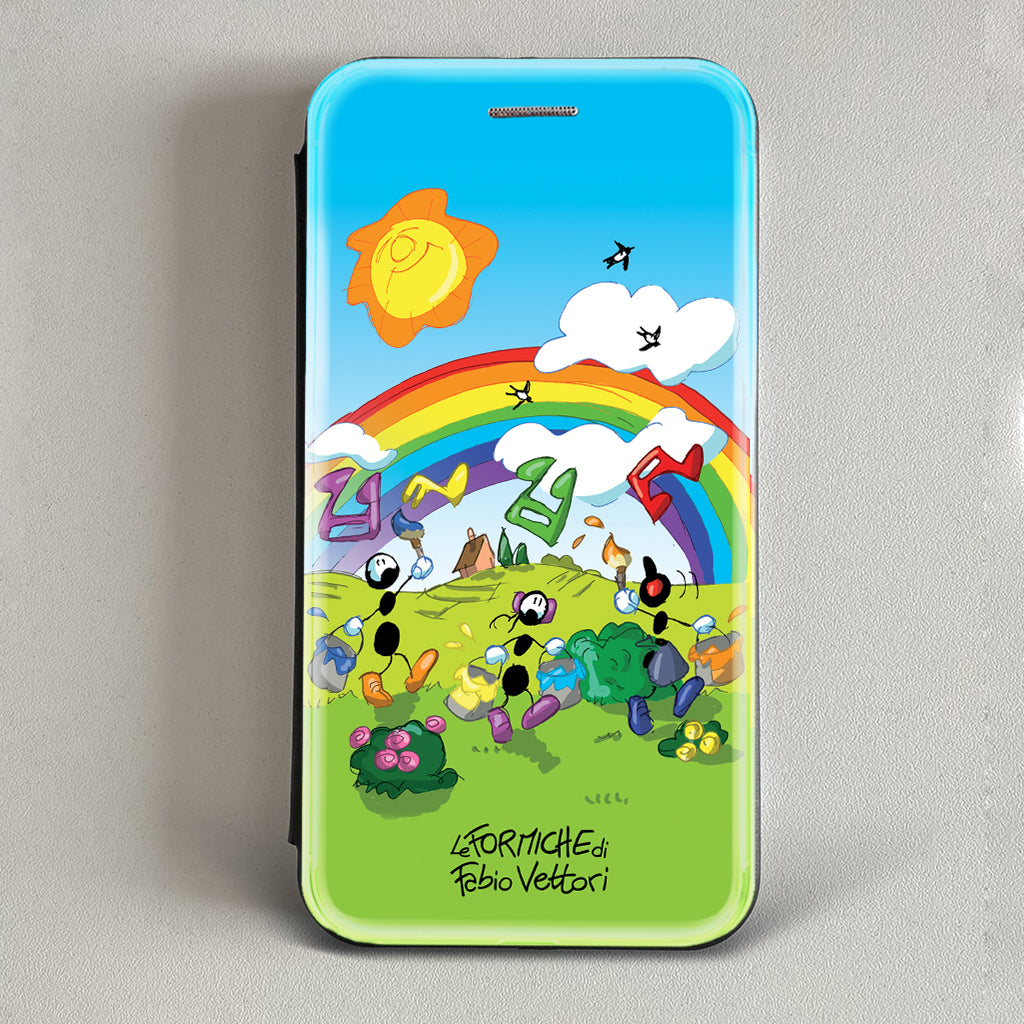 Cover artistica per Smartphone soggetto "Arcobaleno" modello con apertura "a Libro"