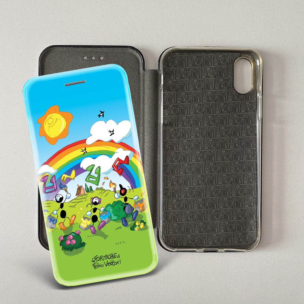 Cover artistica per Smartphone soggetto "Arcobaleno" modello con apertura "a Libro"