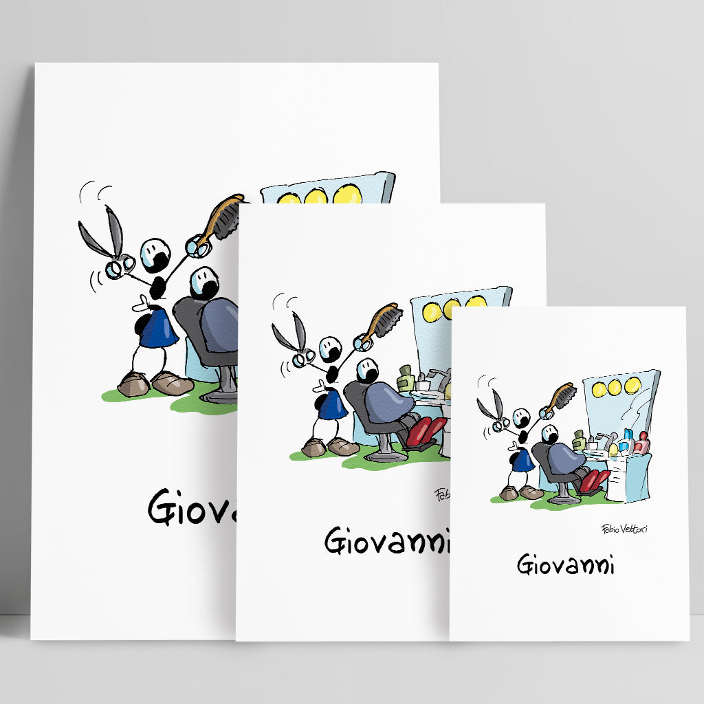Personalized poster print with "Barber" theme