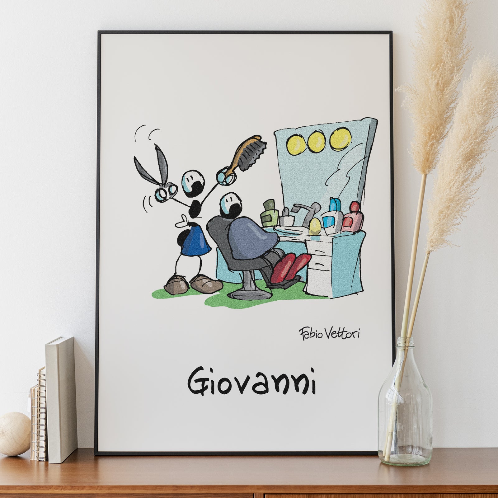 Personalized poster print with "Barber" theme