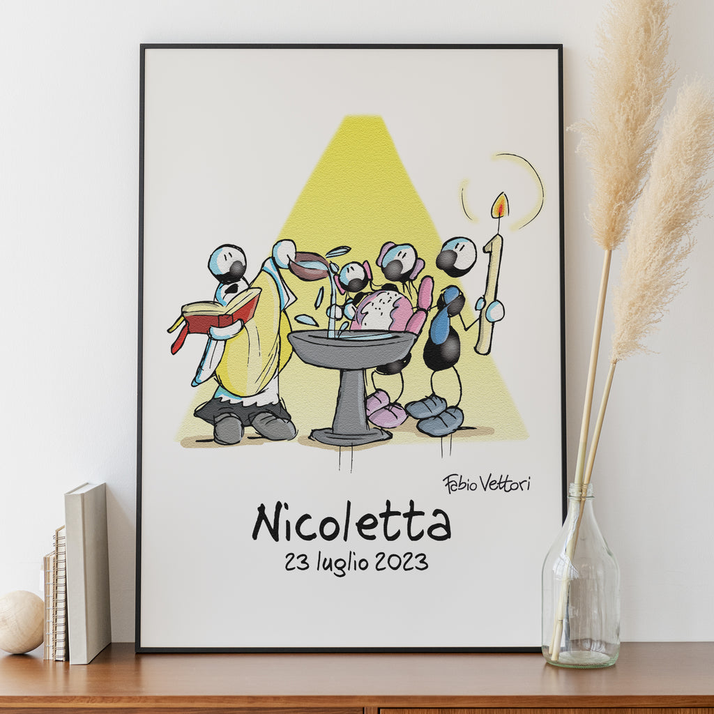 2 Poster Personalizzati Per Battesimo, 1° Compleanno, Comunione - Scegli Nome E Frasi