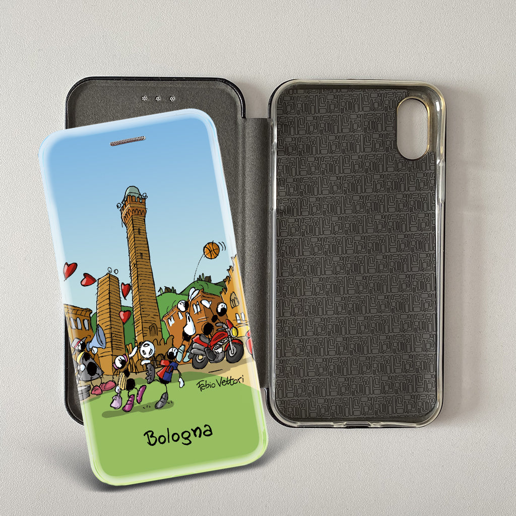 Cover artistica per Smartphone soggetto "Bologna" modello con apertura "a Libro"