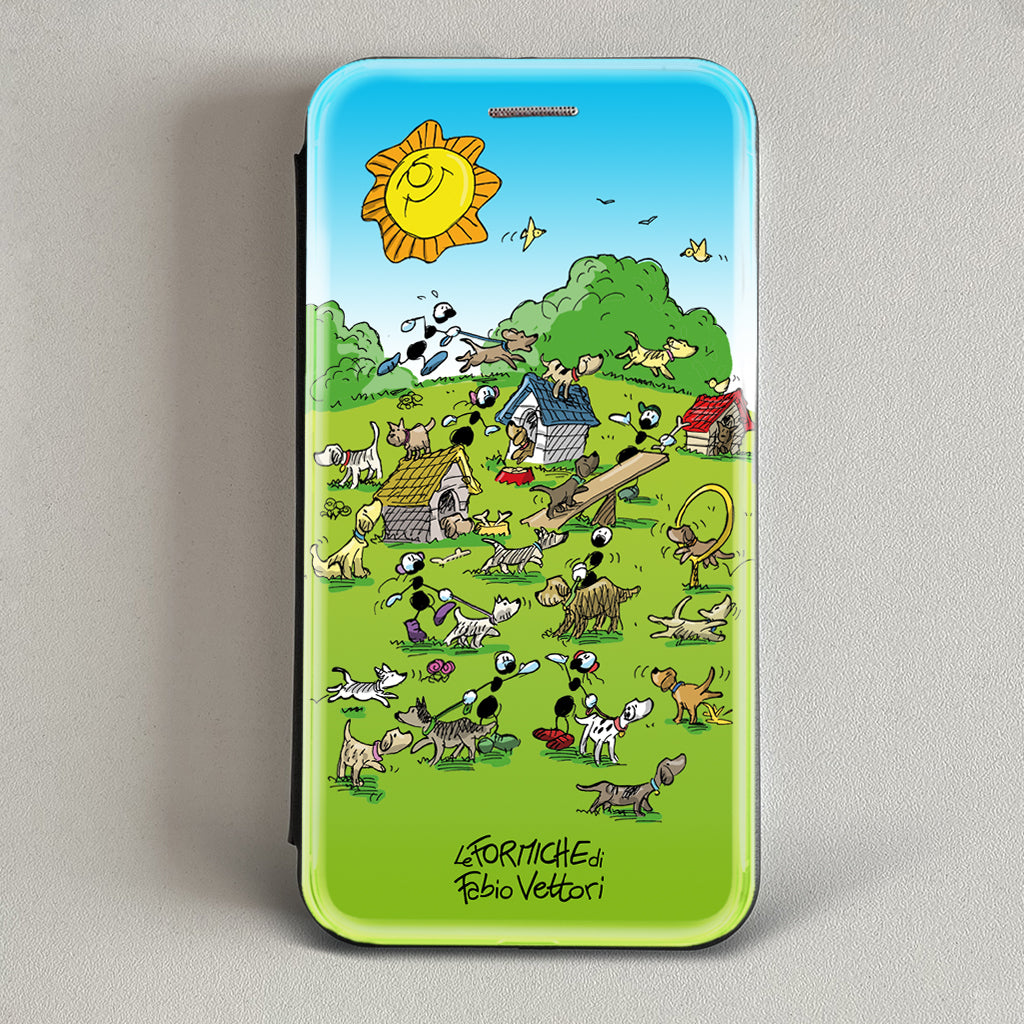 Cover artistica per Smartphone soggetto "Cani" modello con apertura "a Libro"