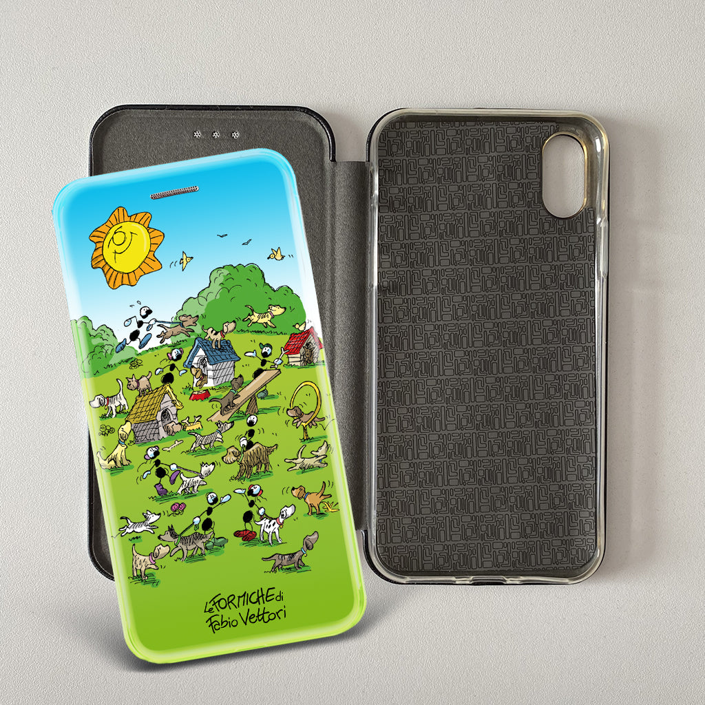 Cover artistica per Smartphone soggetto "Cani" modello con apertura "a Libro"