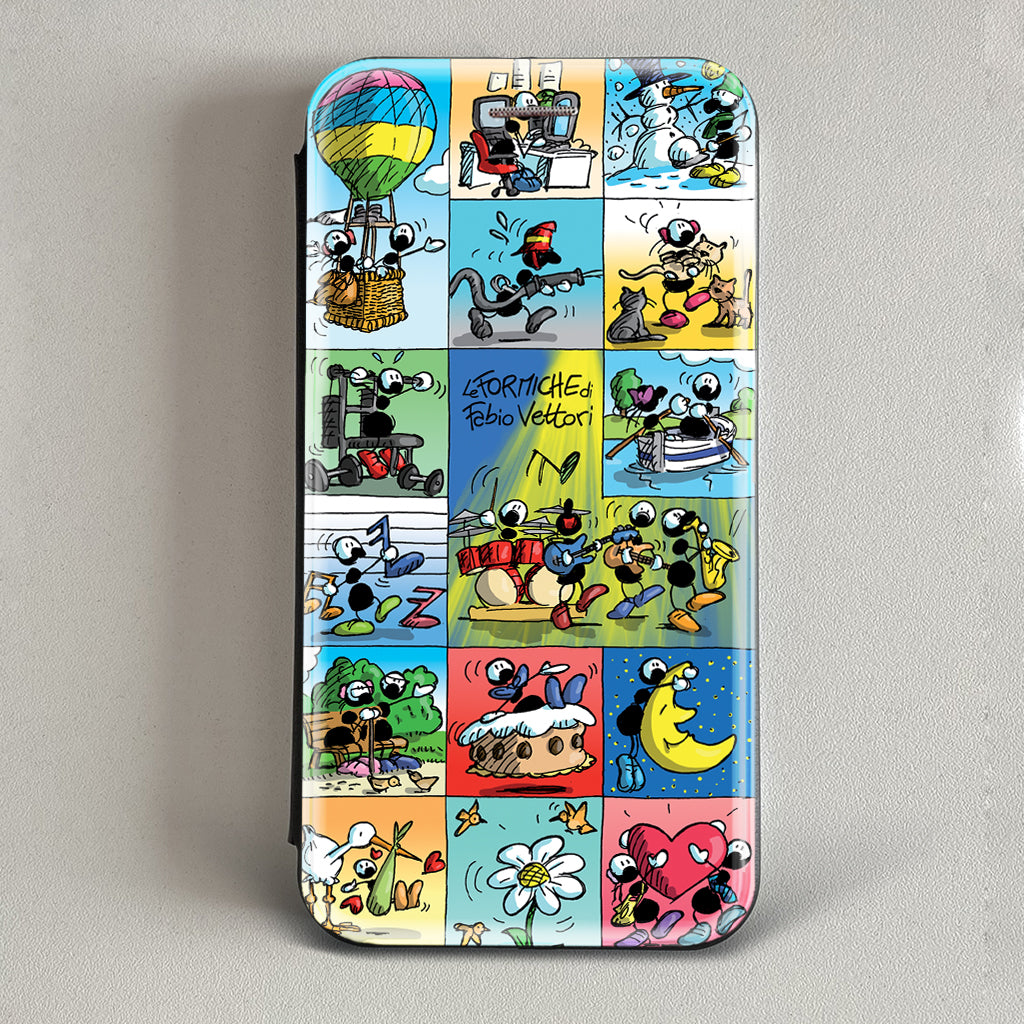 Cover artistica per Smartphone soggetto "Divertimento azzurro" modello con apertura "a Libro"