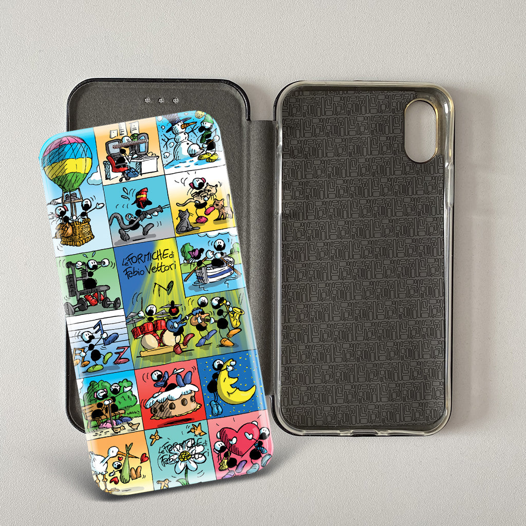 Cover artistica per Smartphone soggetto "Divertimento azzurro" modello con apertura "a Libro"