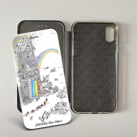 Cover artistica per Smartphone soggetto "Fabbrica arcobaleno" modello con apertura "a Libro"