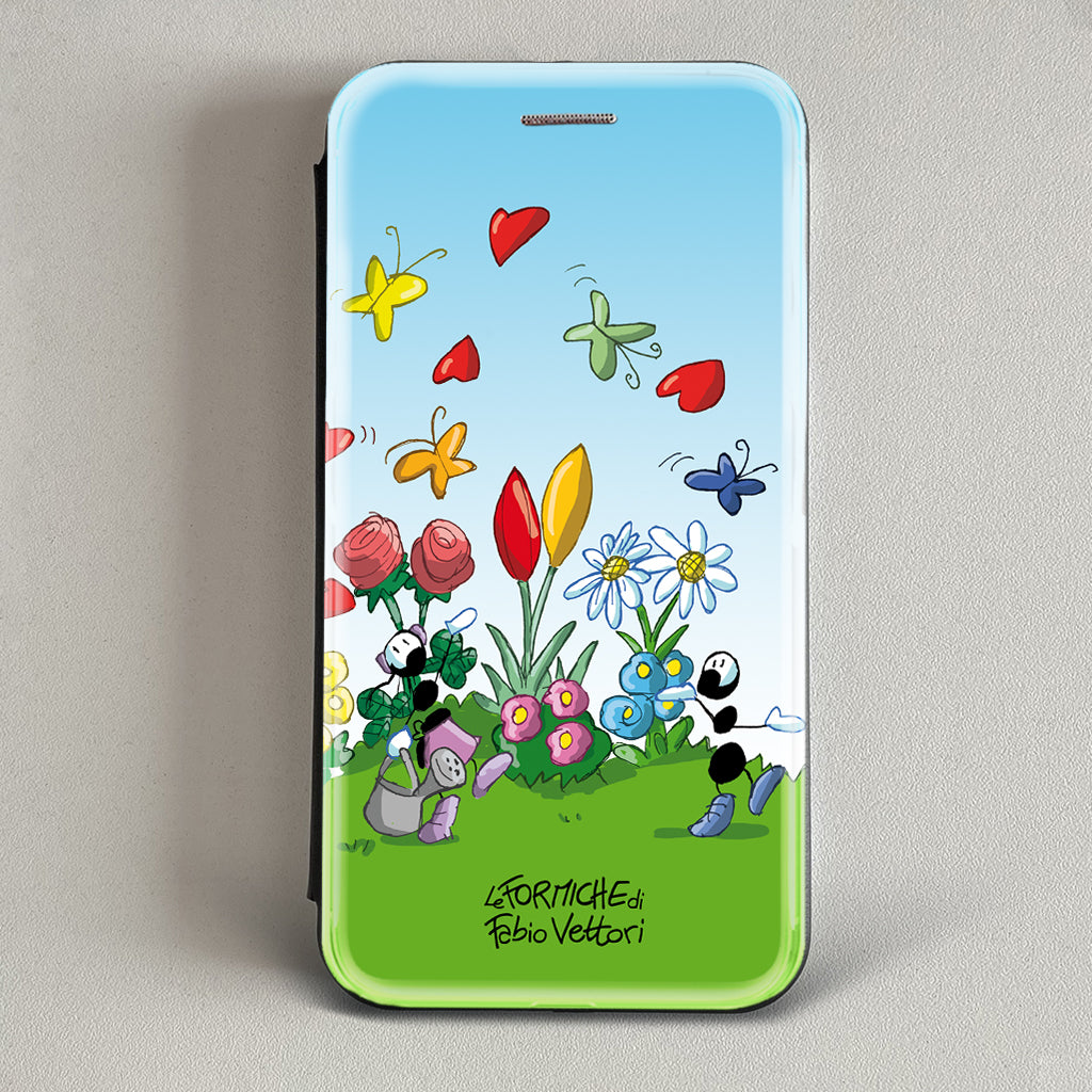 Cover artistica per Smartphone soggetto "Fiori" modello con apertura "a Libro"