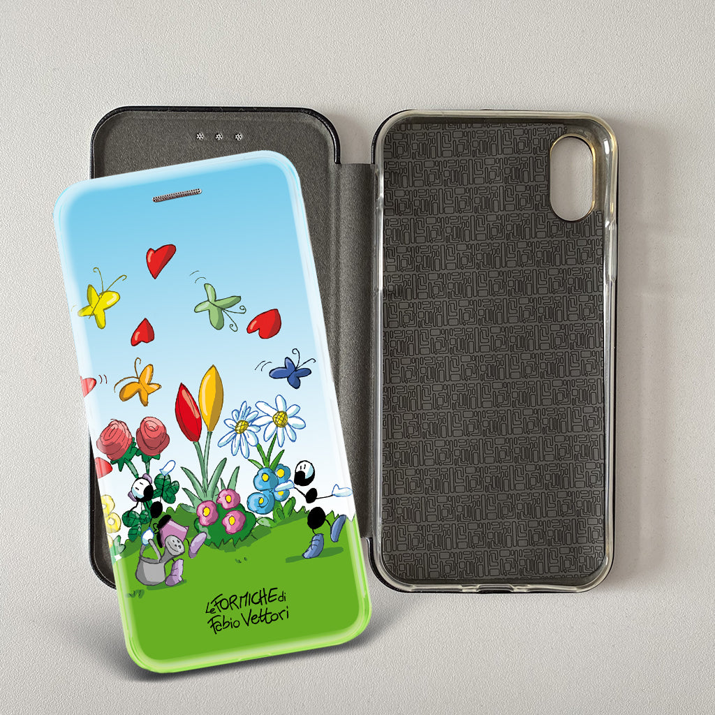 Cover artistica per Smartphone soggetto "Fiori" modello con apertura "a Libro"