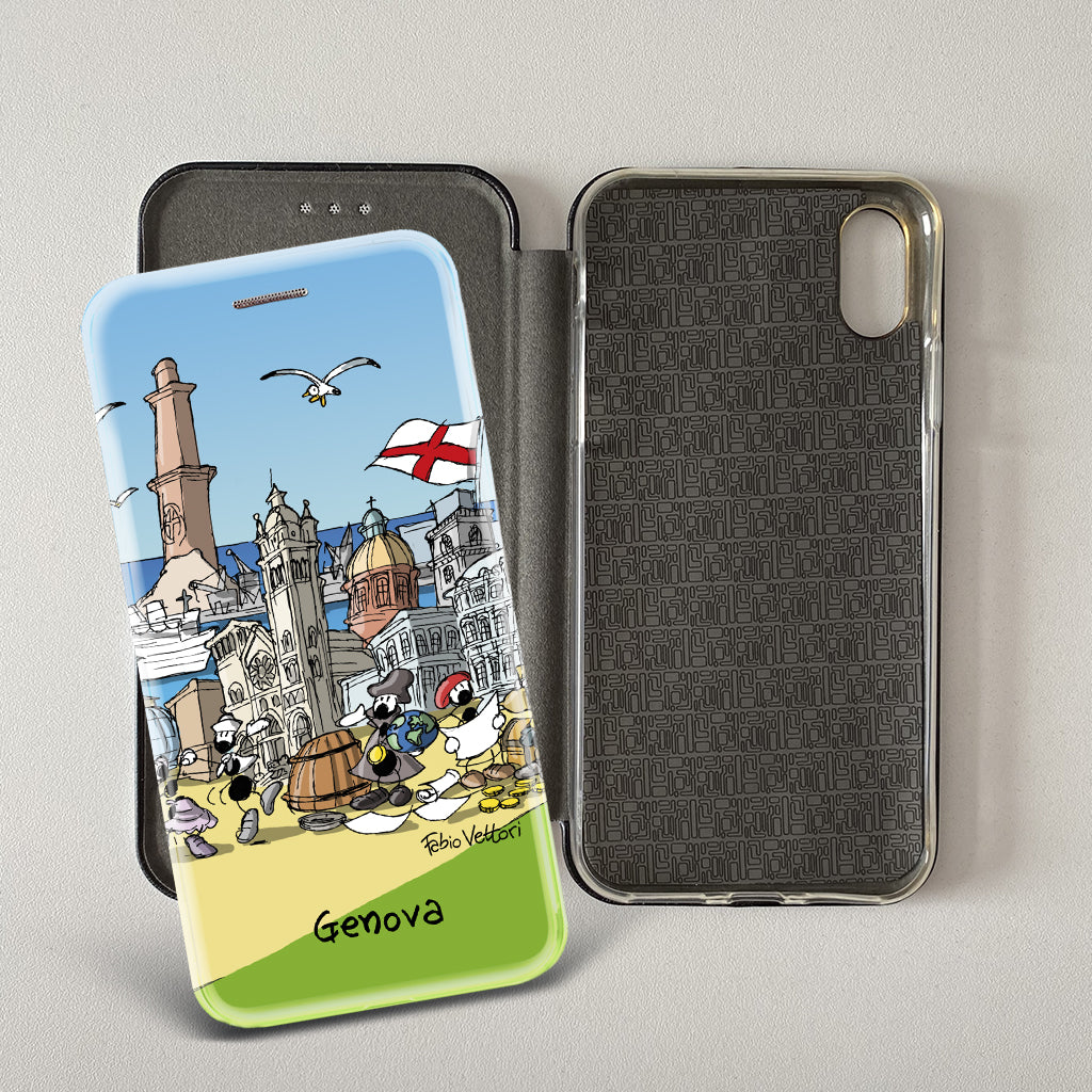 Cover artistica per Smartphone soggetto "Genova" modello con apertura "a Libro"