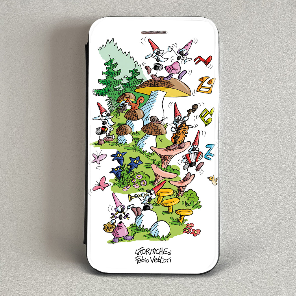 Cover artistica per Smartphone soggetto "Gnomi" modello con apertura "a Libro"
