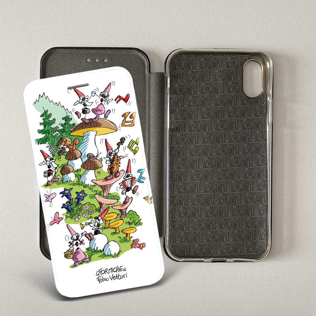 Cover artistica per Smartphone soggetto "Gnomi" modello con apertura "a Libro"