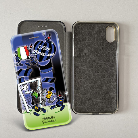Cover artistica per Smartphone soggetto "Neroazzurro" modello con apertura "a Libro"