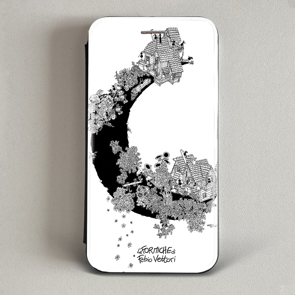 Cover artistica per Smartphone soggetto "Luna nera" modello con apertura "a Libro"