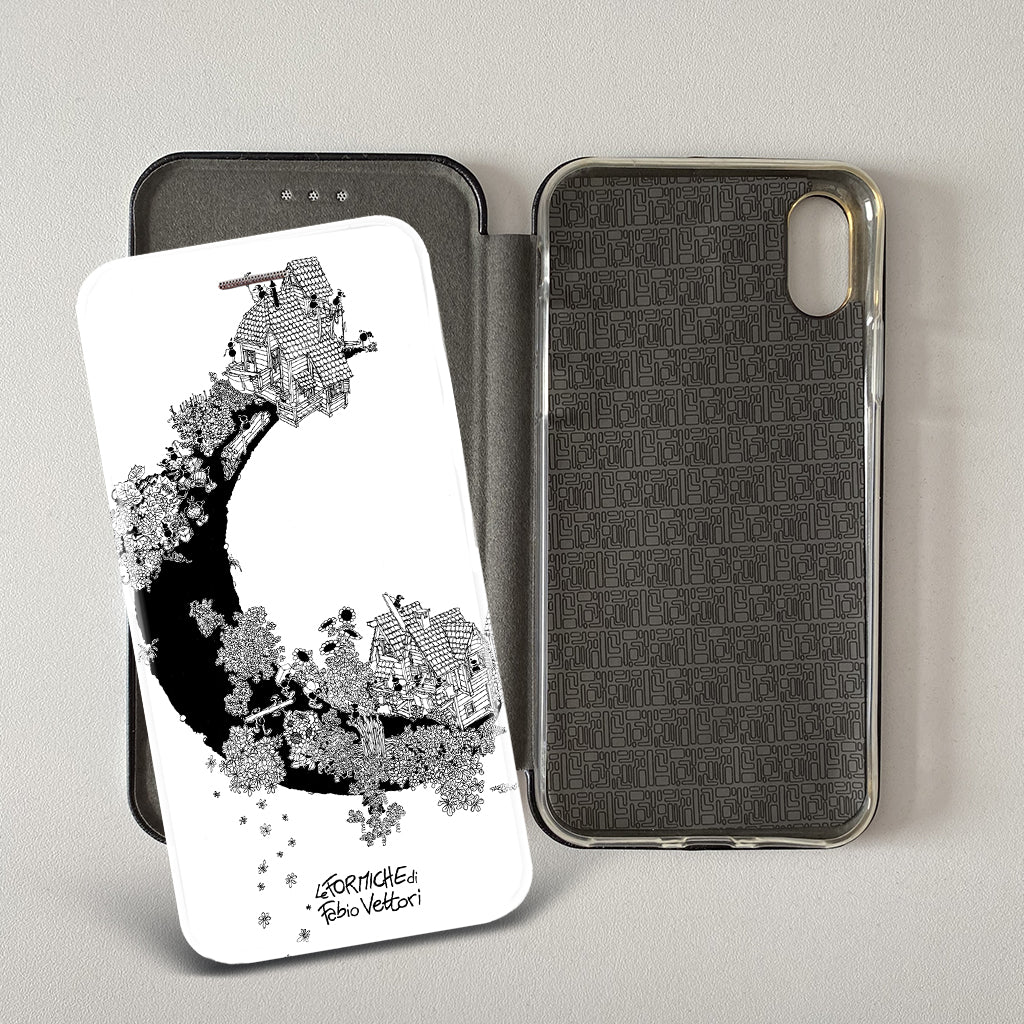 Cover artistica per Smartphone soggetto "Luna nera" modello con apertura "a Libro"