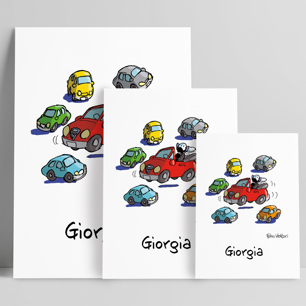 Personalized poster print with "Toy cars" theme