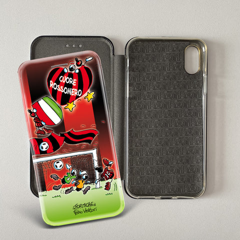 Cover artistica per Smartphone soggetto "Rossonero" modello con apertura "a Libro"