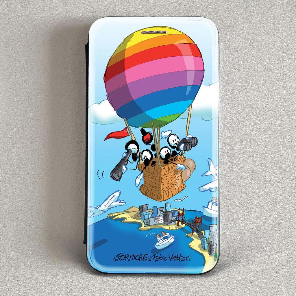 Cover artistica per Smartphone soggetto "Mongolfiera" modello con apertura "a Libro"