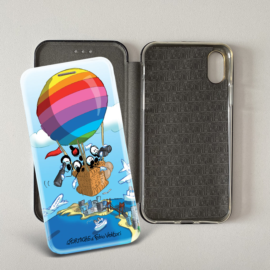 Cover artistica per Smartphone soggetto "Mongolfiera" modello con apertura "a Libro"