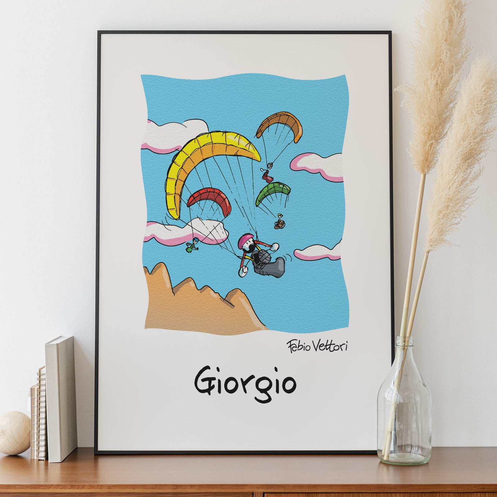 Personalized poster print with "Paragliding" theme