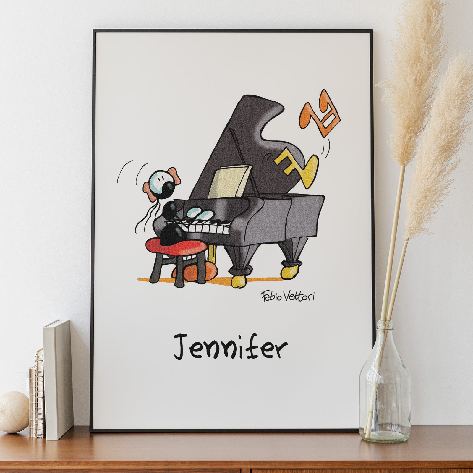 Personalized poster print with "Female Piano" theme