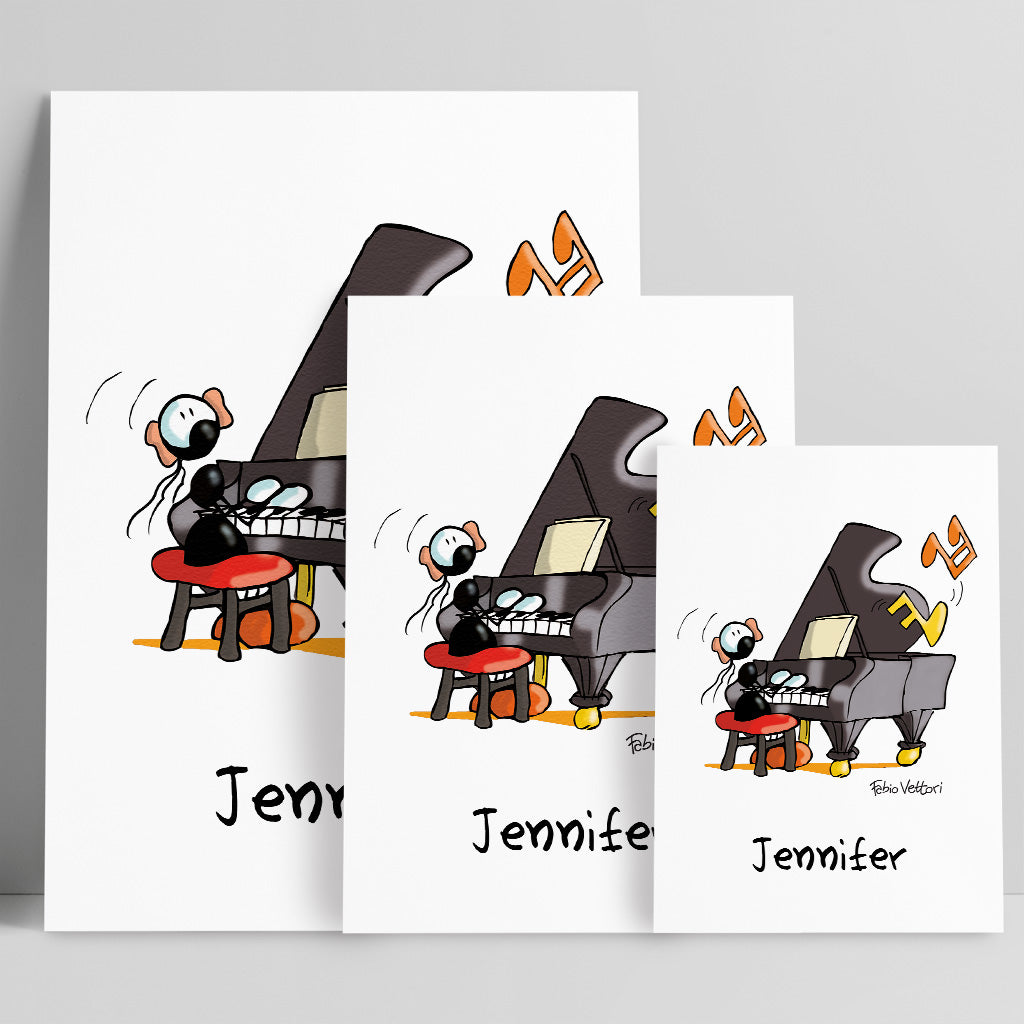 Personalized poster print with "Female Piano" theme