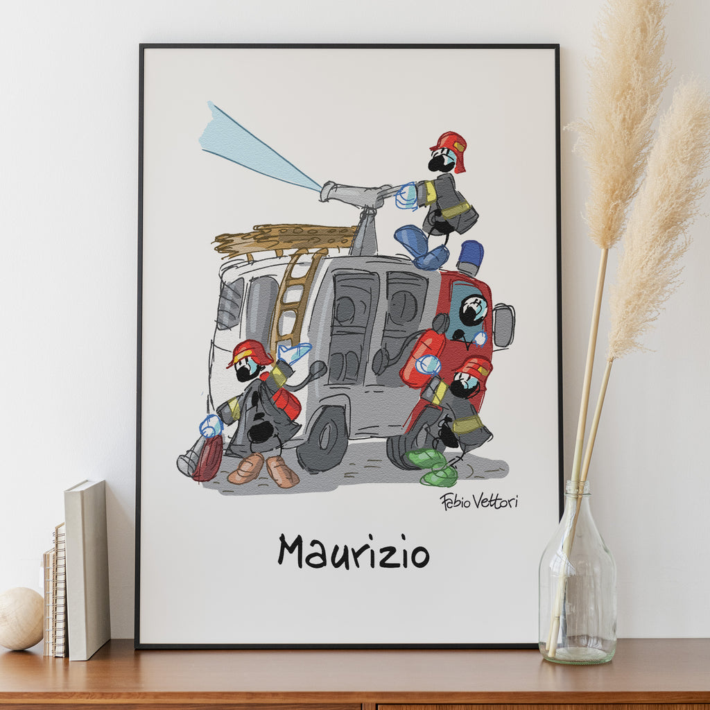 Stampa su poster personalizzata soggetto "Pompiere"