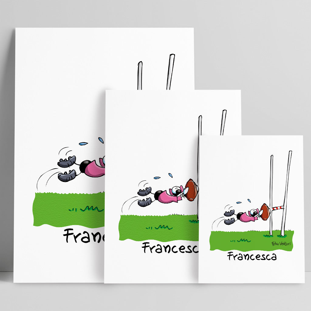 Personalized poster print with the subject "Rugby Female"