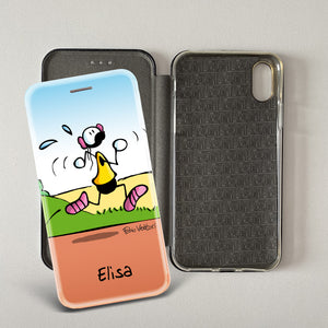 Customized artistic cover for Smartphone subject "Female Runner" model with "Book" opening