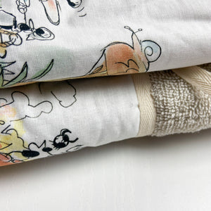 COUPLE SPONGE TOWEL + GUEST towels in cotton "Mushrooms" motif