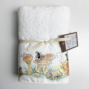 COUPLE SPONGE TOWEL + GUEST towels in cotton "Mushrooms" motif