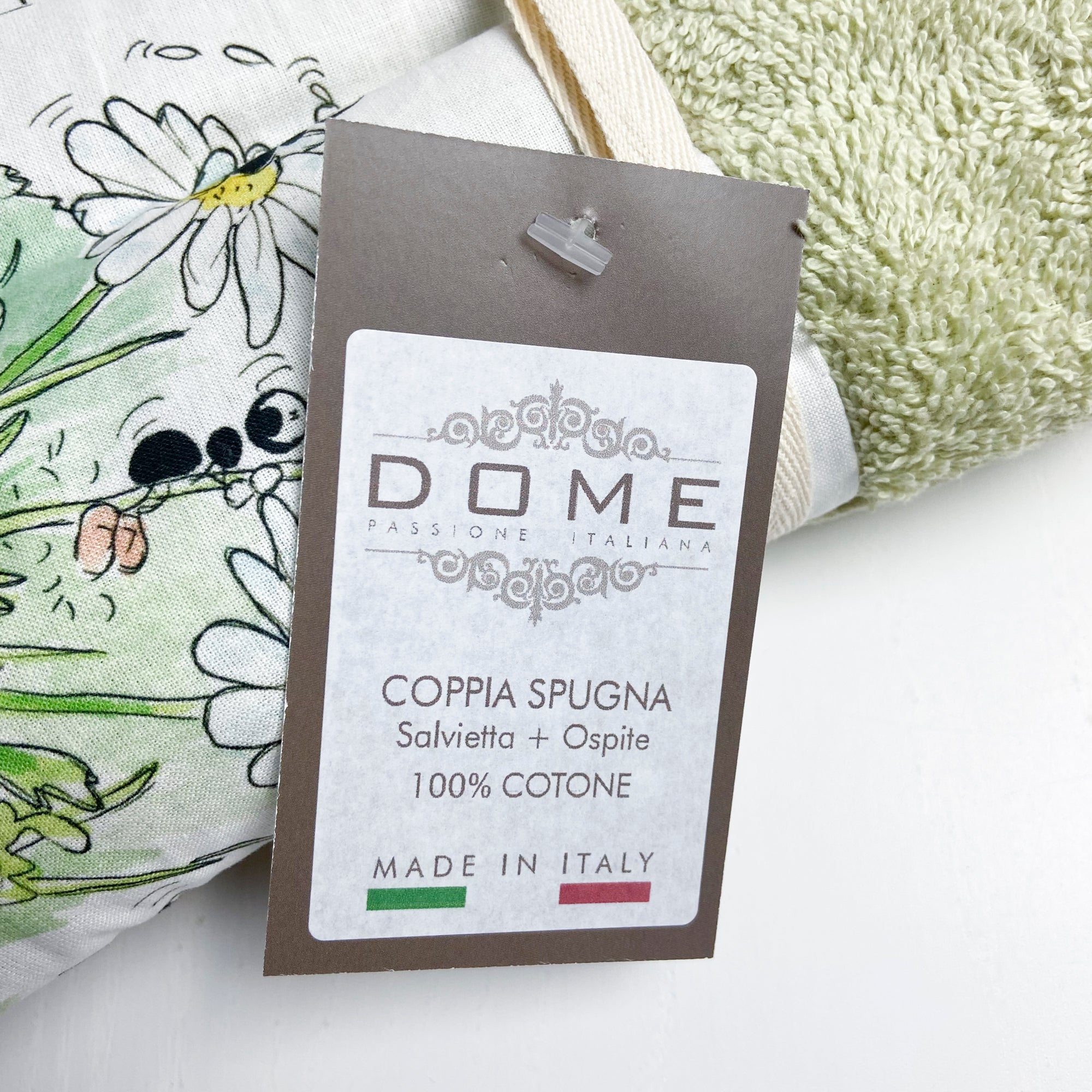 COUPLE SPONGE TOWEL + GUEST towels in cotton Pattern "Ninfea"